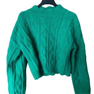 CIDER Green Cable Knit Sweater